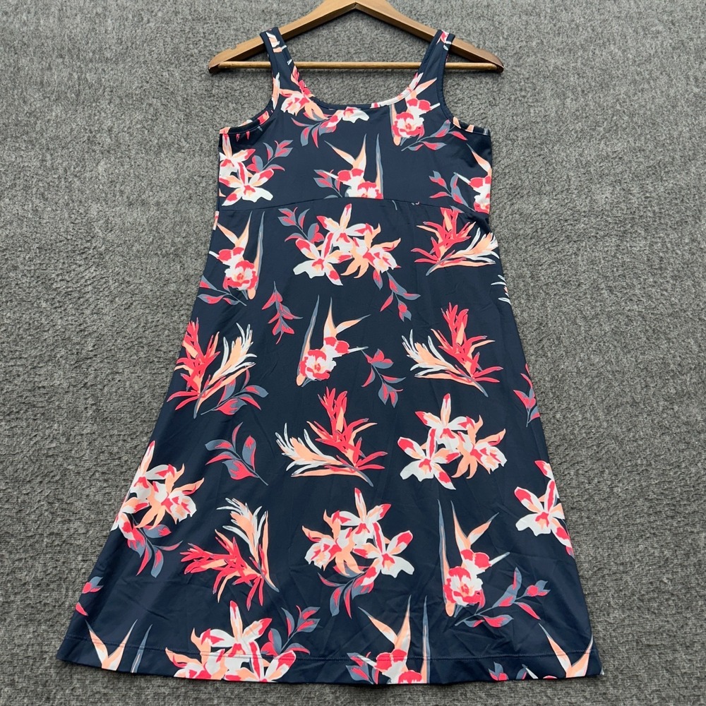 Columbia PFG Womens Freezer Dress Small Floral Blue Tank Beach Resort Swim